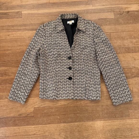 Talbots brown tan three button blazer jacket size 14P
 b27 - Picture 1 of 4